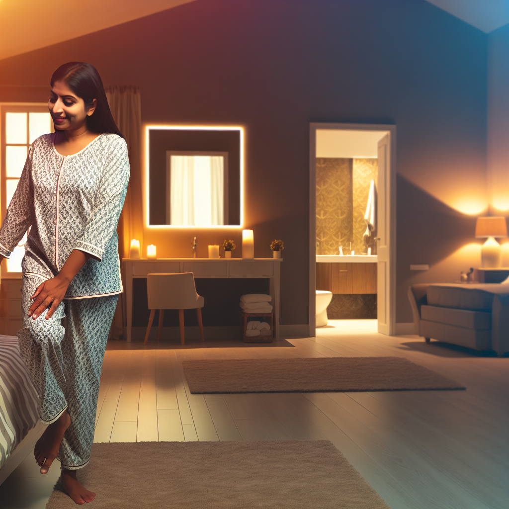 Person preparing for bedtime